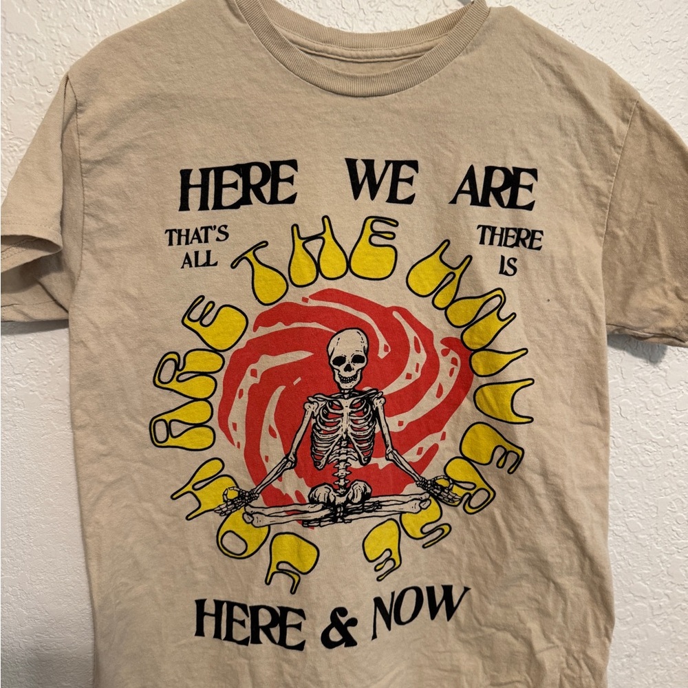 Altru Beige Graphic Tee with Red and Yellow Design